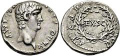 RÖMER RÖMISCHE KAISERZEIT. Nero, 54 - 68 n. Chr. Denar ø 17mm (3,47g). 58 - 59 n. Chr. Mzst. Lugdunum. Vs.: NERO CAESAR AVG IMP, Kopf n. r. Rs.: PONTIF MAX TR P VII COS IIII P P, Eichenkranz, darin EX