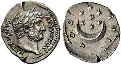 RÖMER RÖMISCHE KAISERZEIT. Hadrian, 117 - 138 n. Chr. Denar ø 20mm (3,21g). 124 - 127 n. Chr. Mzst. Rom. Vs.: HADRIANVS AVGVSTVS, Kopf mit Lorbeerkranz u. Gewand auf l. Schulter n. r. Rs.: COS - III, 
