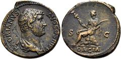RÖMER RÖMISCHE KAISERZEIT. Hadrian, 117 - 138 n. Chr. AE Dupondius oder As ø 27mm (10,70g). 130 - 133 n. Chr. Vs.: HADRIANVS AVG COS III P P, drapierte Büste mit Lorbeerkranz n. r. Rs.: DACIA / S C, D