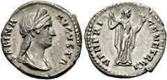 RÖMER RÖMISCHE KAISERZEIT. Sabina, 119(?) - 136/7 n. Chr. Denar ø 18mm (3,10g). 136 - 137/8 n. Chr. Mzst. Rom. Vs.: SABINA AVGVSTA, drapierte Büste mit Diadem n. r. Rs.: VENERI GENETRICI, Venus mit Ap
