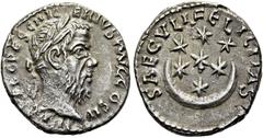RÖMER RÖMISCHE KAISERZEIT. Pescennius Niger, 193 - 194 n. Chr. Denar ø 18mm (2,86g). Mzst. Antiochia. Vs.: IMP CAES C PESC NI-GER IVS AVG COS II, Kopf mit Lorbeerkranz n.r. Rs.: SAECVLI FELICITAS, Mon