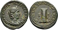 RÖMER RÖMISCHE KAISERZEIT. Otacilia Severa, 244 - 249 n. Chr. AE As ø 27mm (9,99g). 248 n.Chr. Mzst. Rom. Vs.: MARCIA OTACIL SEVERA AVG, drapierte Büste mit Diadem n.r. Rs.: MILIARIVM SAECVLVM / S-C, 