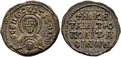 SAMMLUNG PROF. DR. WOLFRAM WEISER BYZANTINISCHE BLEISIEGEL. Siegel des 10. Jahrhunderts. Niketas. Zweiseitiges Siegel ø 24mm (9,77g). 921 - 926 n. Chr. Vs.: + CE ΠPOCK, S T, EΞ ΠAPΘ' , Büste der Madon