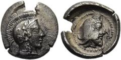 GRIECHEN LYKIEN. DYNASTEN Kherei. 1/12 Stater ø 9mm (0,64g). ca. 400 - 385 v. Chr. Mzst. Xanthos(?). Vs.: Kopf der Athena r. mit attischem Helm. Rs.: Kopf des bärtigen Dynasten mit persischer Kyrbasia