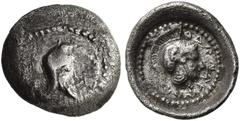 GRIECHEN LYKIEN. DYNASTEN Ddenevele. 1/24 Stater ø 11mm (1,93g). 410 - 400 v. Chr. Mzst. Xanthos? Vs.: Kopf eines Satrapen mit persischer Kyrbasia n. r. Rs.: "ddenel", Kopf der Athena n. r. mit attisc