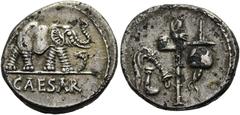 RÖMER RÖMISCHE REPUBLIK. RÖMISCHE REPUBLIK NACH 211 V. CHR C. Iulius Caesar, 49 - 48 v. Chr. Denar ø 18mm (3,24g). Mzst. in Gallia Narbonensis oder Hispania Citerior. Vs.: CAESAR, Elefant trampelt n. 