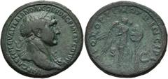 RÖMER RÖMISCHE KAISERZEIT. Trajan, 98 - 117 n. Chr. AE Sesterz ø 35mm (27,12g). ca. 104/105 - 107 n. Chr. Mzst. Rom. Vs.: IMP CAES NERVAE TRAIANO AVG GER DAC P M TR P COS V P P, Büste mit Lorbeerkranz