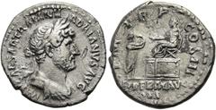 RÖMER RÖMISCHE KAISERZEIT. Hadrian, 117 - 138 n. Chr. Denar ø 19mm (2,77g). 120 - 121 n. Chr. Mzst. Rom. Vs.: IMP CAESAR TRAIAN H-ADRIANVS AVG, drapierte Büste mit Lorbeerkranz n. r. Rs.: P M TR P COS