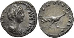 RÖMER RÖMISCHE KAISERZEIT. Diva Faustina maior, ab 140 n. Chr. Denar ø 18mm (3,49g). Geprägt unter Antoninus Pius, 141 - 161 n. Chr. Mzst. Rom. Vs.: DIVA FAVSTINA, drapierte Büste capite velato n. r. 