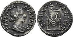 RÖMER RÖMISCHE KAISERZEIT. Faustina minor, 147 - 176 n. Chr. Denar ø 18mm (2,97g). Geprägt unter Marc Aurel, 161 - 176 n. Chr. Mzst. Rom. Vs.: FAVSTINA AVGVSTA, drapierte Büste mit Stephane n. r. Rs.: