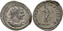 RÖMER RÖMISCHE KAISERZEIT. Caracalla, 197 - 217 n. Chr. Antoninian ø 24mm (4,61g). 216 n. Chr. Mzst. Rom. Vs.: ANTONINVS PIVS AVG GERM, drapierte Panzerbüste mit Strahlenkrone n. r. Rs.: PM TR P XVIII