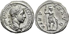 RÖMER RÖMISCHE KAISERZEIT. Severus Alexander, 222 - 235 n. Chr. Denar ø 20mm (3,59g). 225 n. Chr. Mzst. Rom. Vs.: IMP C M AVR SEV ALEXAND AVG, drapierte Büste mit Lorbeerkranz n. r. Rs.: VIRT-VS AVG, 