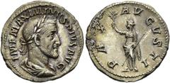 RÖMER RÖMISCHE KAISERZEIT. Maximinus Thrax, 235 - 238 n. Chr. Denar ø 19mm (3,22g). 235 n. Chr. Mzst. Rom. Vs.: IMP MAXIMINVS PIVS AVG, drapierte Panzerbüste mit Lorbeerkranz n. r. Rs.: PAX AVGVSTI, P