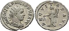 RÖMER RÖMISCHE KAISERZEIT. Philipp I. Arabs, 244 - 249 n. Chr. Antoninian ø 23mm (4,02g). 244 - 247 n. Chr. Mzst. Rom. Vs.: IMP M IVL PHILIPPVS AVG, drapierte Panzerbüste mit Strahlenkrone n. r. Rs.: 