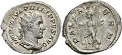 RÖMER RÖMISCHE KAISERZEIT. Philipp I. Arabs, 244 - 249 n. Chr. Antoninian ø 24mm (4,22g). 244 - 247 n. Chr. Mzst. Rom. Vs.: IMP M IVL PHILIPPVS AVG, drapierte Panzerbüste mit Strahlenkrone n. r. Rs.: 