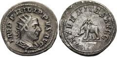 RÖMER RÖMISCHE KAISERZEIT. Philipp I. Arabs, 244 - 249 n. Chr. Antoninian ø 23mm (4,20g). 247 - 249 n. Chr. Mzst. Rom. Vs.: IMP PHILIPPVS AVG, drapierte Panzerbüste mit Strahlenkrone n. r. Rs.: AETERN