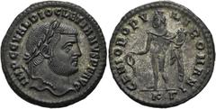 RÖMER RÖMISCHE KAISERZEIT. Diocletian, 284 - 305 n. Chr. AE Follis ø 27mm (8,76g). 297 - 299 n. Chr. Mzst. Kyzikos. Vs.: IMP C C VAL DIOCLETIANVS P F AVG, Kopf mit Lorbeerkranz n. r. Rs.: GENIO POPV-L