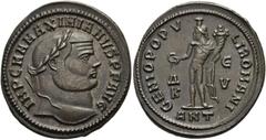 RÖMER RÖMISCHE KAISERZEIT. Maximianus Herculius, 285 - 310 n. Chr. AE Follis ø 29mm (10,20g). 300 - 301 n. Chr. Mzst. Antiochia. Vs.: IMP C M A MAXIMIANVS P F AVG, Kopf mit Lorbeerkranz n. r. Rs.: GEN