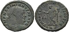 RÖMER RÖMISCHE KAISERZEIT. Maximianus Herculius, 285 - 310 n. Chr. AE Follis ø 28mm (10,00g). 301 n. Chr. Mzst. Aquileia. Vs.: IMP MAXIMIANVS P F AVG, Kopf mit Lorbeerkranz n. r. Rs.: SACRA MONET AVGG
