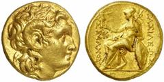THRAKISCHE KÖNIGE UND DYNASTEN Lysimachos, 305 - 281 v. Chr. Stater 3. Jh. v. Chr. unbest. 8.43 g. Vs.: Kopf Alexanders d. Gr. mit Diadem u. Ammonshorn n. r. Rs.: BASILEWS LUSIMACOU, Athena mit Nike n