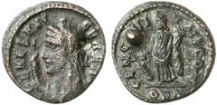 RÖMISCHE KAISERZEIT Maximinus Daia, 310 - 313 n. Chr. Follis ca. 310 - 312 n. Chr. Nikomedia. 1.18 g. Vs.: DEAE SANC CERERI, drapierte Büste der Ceres mit Stephane capite velato, in der erhobenen Rech