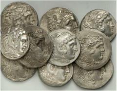 Tetradrachmen Alexander III., meist späte Prägungen aus dem Schwarzmeergebiet. 10 Stück! ss