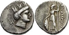 NORD-PERSIEN Andragoras, 3. Jh. v. Chr. Tetradrachme ø 26mm (17,16g). ca. 245 - 240 v. Chr. Mzst. Hekatompylos(?). Vs.: Kopf einer Tyche mit Mauerkrone n. r., hinter ihrem Nacken Monogramm. Rs.: ΑΝΔΡΑ