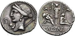 RÖMER RÖMISCHE REPUBLIK C. Iulius Caesar, 46 - 45 v. Chr. Denar ø 20mm (3,83g). Mzst. in Hispania ulterior. Vs.: Drapierte Büste der Venus mit Diadem u. Stern im Haar, auf der l. Schulter Cupido, dahi