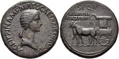 RÖMER RÖMISCHE KAISERZEIT Agrippina maior, gest. 33 n. Chr. AE Sesterz ø 34mm (25,73g). Geprägt unter Caligula. Mzst. Rom. Vs.: AGRIPPINA M F MAT C CAESARIS AVGVSTI, drapierte Büste n. r. Rs.: S P Q R