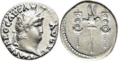 RÖMER RÖMISCHE KAISERZEIT Nero, 54 - 68 n. Chr. Denar ø 18mm (3,49g). 67 - 68 n. Chr. Mzst. Rom. Vs.: IMP NERO CAESAR AVG P P, Kopf mit Lorbeerkranz n. r. Rs.: Aquila zwischen zwei Standarten. RIC 68;