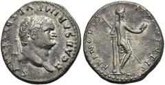 RÖMER RÖMISCHE KAISERZEIT Titus als Caesar, 69 - 79 n. Chr. Denar ø 18mm (3,10g). 79 n. Chr. Mzst. Rom. Vs.: T CAESAR IMP VESPASIANVS, Kopf mit Lorbeerkranz n. r. Rs.: PRINCEPS IVVENTVTIS (sic!), Venu
