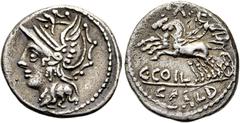 RÖMER RÖMISCHE REPUBLIK. RÖMISCHE REPUBLIK NACH 211 V. CHR C. Coelius Caldus, 104 v. Chr. Denar ø 18mm (3,39g). Mzst. Rom. Vs.: Kopf der Roma n. l. Rs.: C COIL / CALD, Viktoria fährt in Biga n. l., da
