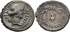 RÖMER RÖMISCHE REPUBLIK. RÖMISCHE REPUBLIK NACH 211 V. CHR C. Iulius Caesar, 46 v. Chr. Denar ø 21mm (3,29g). Mzst. auf Sizilien? Vs.: DICT ITER - COS TERT, Kopf der Ceres mit Ährenkranz n. r. Rs.: AV