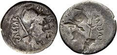RÖMER RÖMISCHE REPUBLIK. RÖMISCHE REPUBLIK NACH 211 V. CHR Octavian, 42 v. Chr. Denar ø 19mm (3,56g). Mzst. Rom. Vs.: CAESAR (teilweise in Ligatur) IIIVIR R P C, behelmte, drapierte Büste des Mars mit