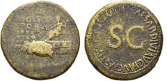 RÖMER RÖMISCHE KAISERZEIT. Divus Augustus, ab 14 n. Chr. AE Sesterz ø 34mm (26,97g). Geprägt unter Tiberius, 35 - 36 n. Chr. Mzst. Rom. Vs.: DIVO / AVGVSTO / S P Q R, Augustus mit Toga u. Strahlenkron