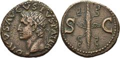 RÖMER RÖMISCHE KAISERZEIT. Divus Augustus, ab 14 n. Chr. AE As ø 28mm (11,42g). Geprägt unter Tiberius, ca. 34 - 37 n. Chr. Mzst. Rom. Vs.: DIVVS AVGVSTVS PATER, Kopf mit Strahlenkranz n. l. Rs.: S - 