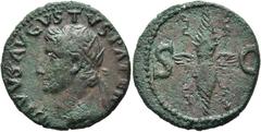RÖMER RÖMISCHE KAISERZEIT. Divus Augustus, ab 14 n. Chr. AE As ø 27mm (11,30g). Geprägt unter Tiberius, ca. 34 - 37 n. Chr. Mzst. Rom. Vs.: DIVVS AVGVSTVS PATER, Kopf mit Strahlenkranz n. l. Rs.: S - 