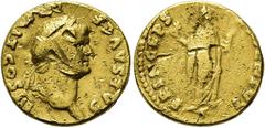RÖMER RÖMISCHE KAISERZEIT. Domitian als Caesar, 69 - 81 n. Chr. Aureus ø 18mm (5,19g). 75 n. Chr. Mzst. Rom. Vs.: CAES AVG F DOMIT COS III, Kopf mit Lorbeerkranz n. r. Rs.: PRINCEPS IVVENTVT, Spes sch