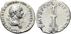 RÖMER RÖMISCHE KAISERZEIT. Trajan, 98 - 117 n. Chr. Denar ø 20mm (2,84g). 114 - 115 n. Chr. Mzst. Rom. Vs.: IMP CAES NER TRAIANO OPTIMO AVG GER DAC, drapierte Büste mit Lorbeerkranz n. r. Rs.: P M TR 