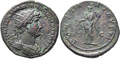 RÖMER RÖMISCHE KAISERZEIT. Hadrian, 117 - 138 n. Chr. AE Dupondius ø 28mm (14,45g). 119 - 123 n. Chr. Mzst. Rom. Vs.: IMP CAESAR TRAIAN HADRIANVS AVG P M TR P COS III, drapierte Büste mit Strahlenkron