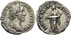 RÖMER RÖMISCHE KAISERZEIT. Antoninus Pius, 138 - 161 n. Chr. Denar ø 18mm (3,12g). 152/3 n. Chr. Mzst. Rom. Vs.: ANTONINVS AVG - PIVS P P TR P XVI, Kopf mit Lorbeerkranz n. r. Rs.: LIBERALIT-AS VII CO
