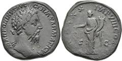 RÖMER RÖMISCHE KAISERZEIT. Marcus Aurelius, 161 - 180 n. Chr. AE Sesterz ø 31mm (22,70g). 176 n. Chr. Mzst. Rom. Vs.: M ANTONINVS AVG GERM SARMATICVS, Kopf mit Lorbeerkranz n. r. Rs.: TR P XXX IMP VII