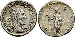 RÖMER RÖMISCHE KAISERZEIT. Traianus Decius, 249 - 251 n. Chr. Antoninian ø 21mm (4,86g). Mzst. Rom. Vs.: IMP C M Q TRAIANVS DECIVS AVG, Panzerbüste mit Strahlenkrone n. r. Rs.: D-A-C-I-A, Dacia steht 