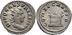 RÖMER RÖMISCHE KAISERZEIT. Divus Valerian II. Caesar, ab 257 n. Chr. Antoninian ø 23mm (2,96g). Geprägt unter Gallienus. Mzst. Rom. Vs.: DIVO CAES VALERIANO, drapierte Panzerbüste mit Strahlenkrone n.