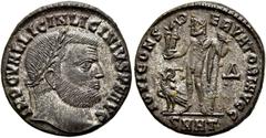 RÖMER RÖMISCHE KAISERZEIT. Licinius I., 308 - 324 n. Chr. AE Follis ø 21mm (3,89g). 313 - 314 v. Chr. Mzst. Herakleia. Vs.: IMP C VAL LICIN LICINIVS P F AVG, Kopf mit Lorbeerkranz n. r. Rs.: IOVI CONS