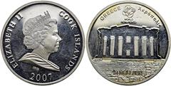 AUSTRALIEN UND OZEANIEN COOK-INSELN. Elisabeth II., 1953 - 2022. 10 Dollar 2007. Bauwerke der Welt. Gekrönte Büste nach rechts, darunter Jahreszahl / Akropolis in Athen, darunter Wertangabe. Feinsilbe