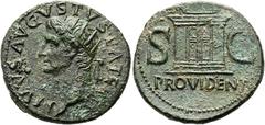 RÖMER RÖMISCHE KAISERZEIT. Divus Augustus, ab 14 n. Chr. AE As ø 29mm (10,99g). Geprägt unter Tiberius 31 - 37 n. Chr. Mzst. Rom. Vs.: DIVVS AVGVSTVS PATER, Kopf mit Strahlenkrone n. l. Rs.: PROVIDENT