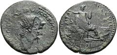 RÖMER RÖMISCHE KAISERZEIT. Nero, 54 - 68 n. Chr. AE Dupondius ø 30mm (10,07g). 65 n. Chr. Mzst. unbestimmt in Thrakien, vielleicht Perinth. Vs.: NERO CLAVD CAESAR AVG GER P M TR P IMP P P, Büste mit L