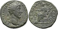RÖMER RÖMISCHE KAISERZEIT. Marcus Aurelius, 161 - 180 n. Chr. AE Sesterz ø 31mm (23,10g). 169 n. Chr. Mzst. Rom. Vs.: M ANTONINVS AVG ARM PARTH MAX, Kopf mit Lorbeerkranz n. r. Rs.: TR POT XXIII IMP V