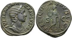 RÖMER RÖMISCHE KAISERZEIT. Iulia Mamaea, 222 - 235 n. Chr. AE Sesterz ø 32mm (21,94g). 228 n. Chr. Mzst. Rom. Vs.: IVLIA MAMA-EA AVGVSTA, drapierte Büste mit Stephane n. r. auf Mondsichel. Rs.: FELICI